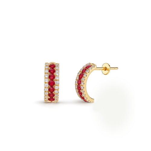 Ruby And Diamond Hoop Earrings