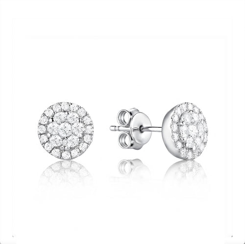 Round Pave Diamond Stud Earrings