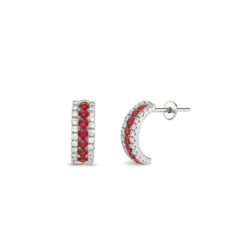 Ruby And Diamond Hoop Earrings