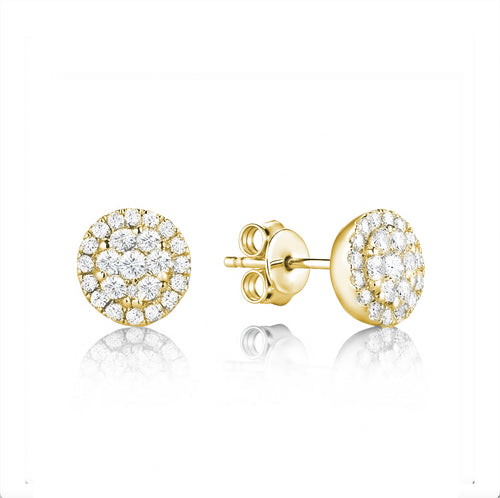 Round Pave Diamond Stud Earrings