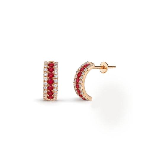 Ruby And Diamond Hoop Earrings