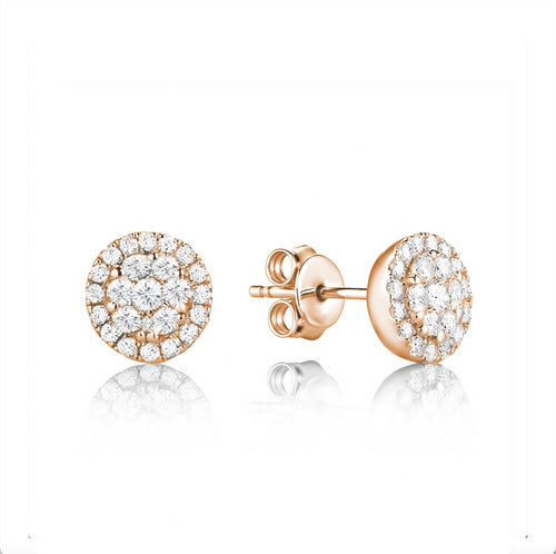 Round Pave Diamond Stud Earrings