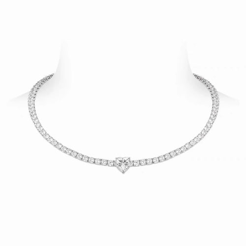 White heart Zircon necklace in silver