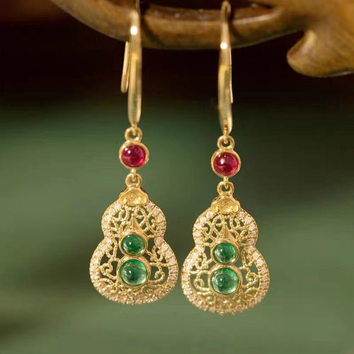 Emerald Earring With Diamond Ruby