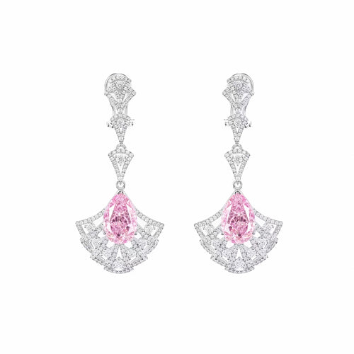 Pink cubic zirconia earrings in silver