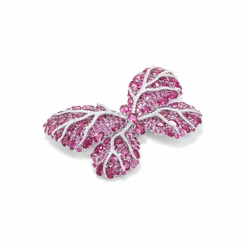 Silver red zircon butterfly earrings 