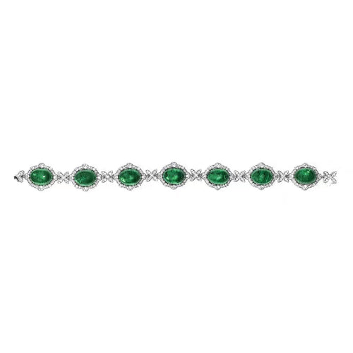 Cabuchon emerald bracelet in silver