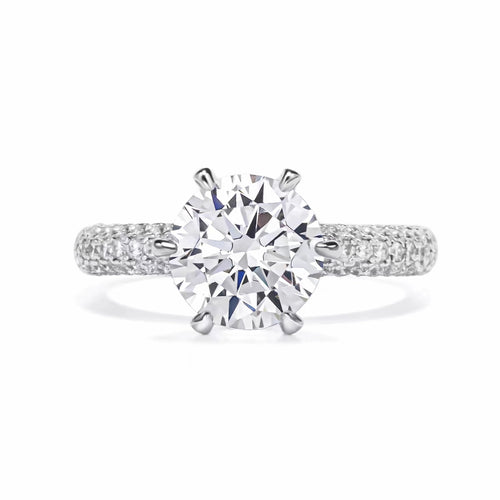 front view of prong set round zircon diamond ring