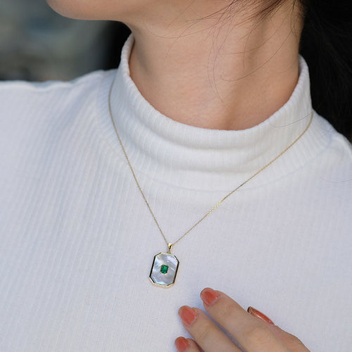 Emerald Pendant With Mother of pearl