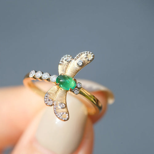 Emeralds Ring With Diamond