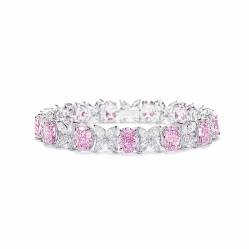 Front View Of Pink Zircon Silver Bracelet