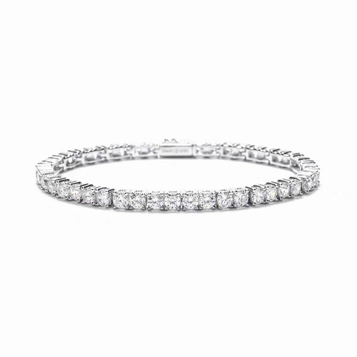 Round zircon tennis bracelet in silver