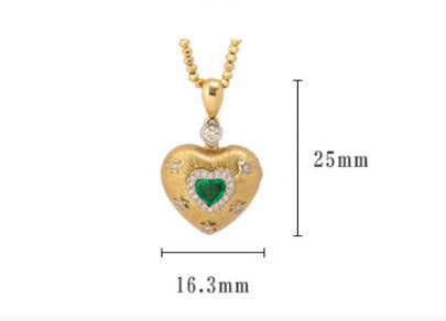 Emerald Pendant Heart-shape Locket With Diamonds