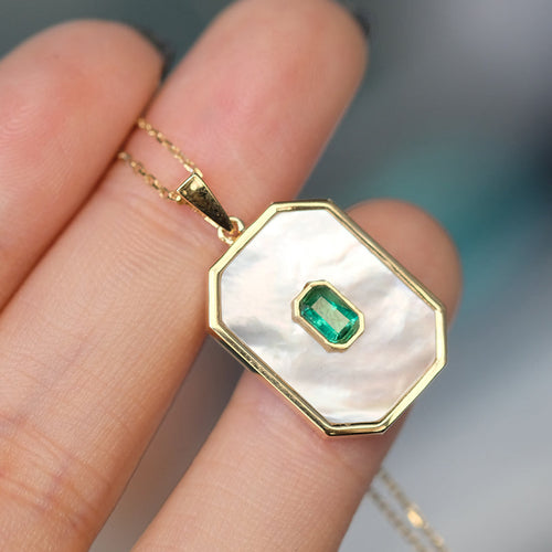 Emerald Pendant With Mother of pearl