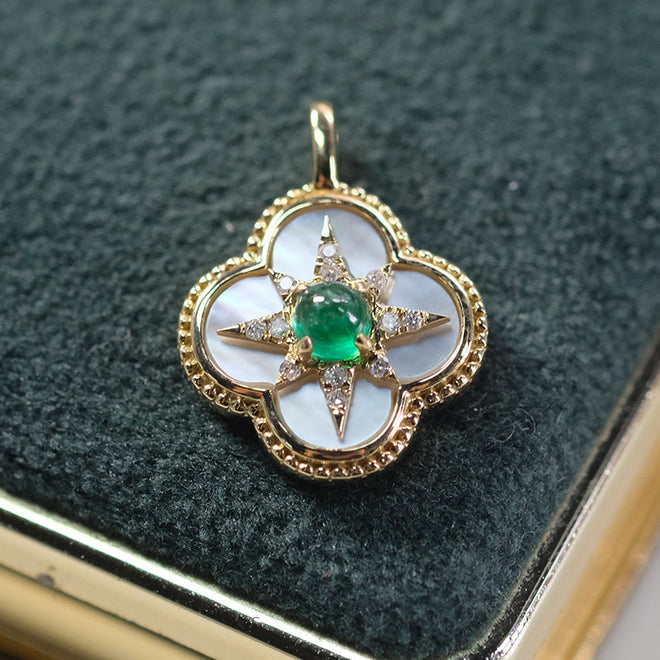 Emerald Pendant With Mother of pearl Diamond