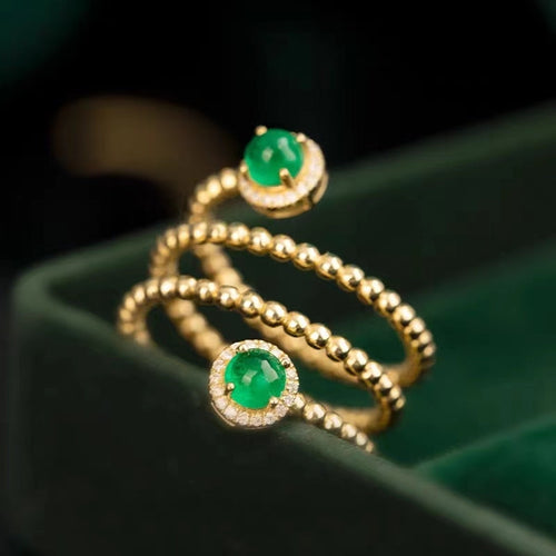 Emeralds Ring With Diamond