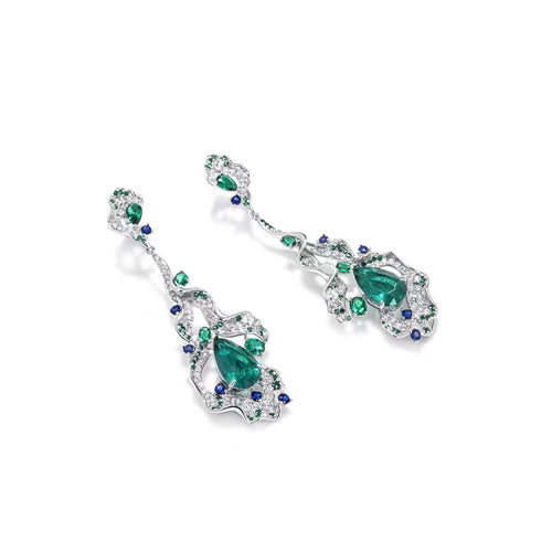 Pear green zircon fancy drop earrings