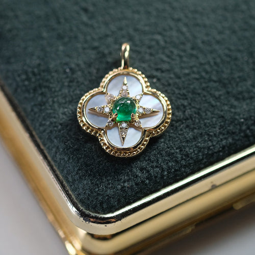 Emerald Pendant With Mother of pearl Diamond