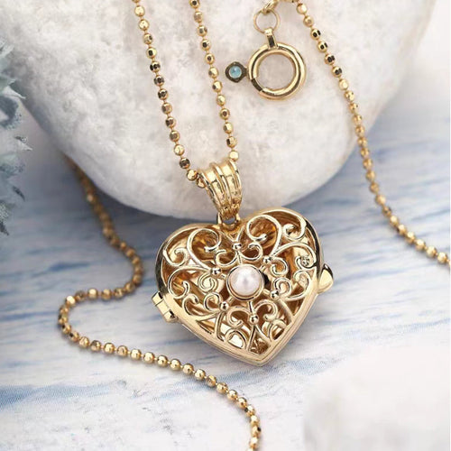 Akoya Pearl Pendant Heart-shape Locket