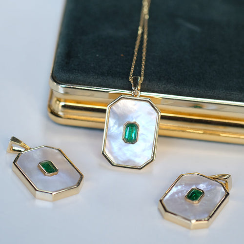 Emerald Pendant With Mother of pearl