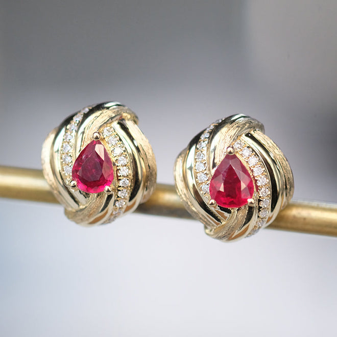Ruby Earrings with Diamond