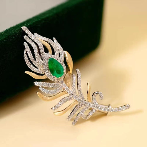 Diamond Brooch With Emerald