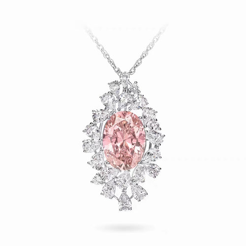 Pink cubic zirconia clover necklace