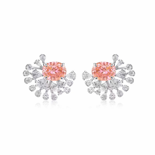 Oval pink cubic zirconia earrings in silver 