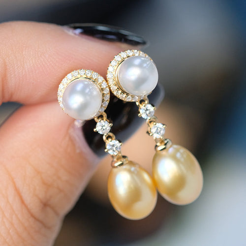 Keshi Earring With Diamonds