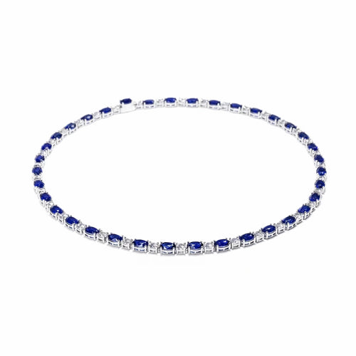 Blue cubic zirconia alternating necklace in silver