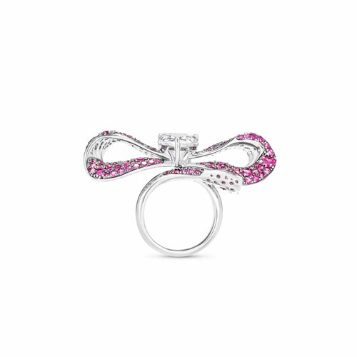 profile view of Silver Butterfly Cocktail Ring With Cubic zirconia