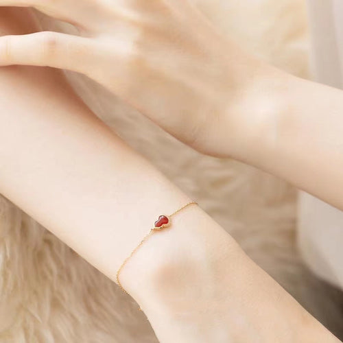 Red agate Bracelet & Necklace with Diamond