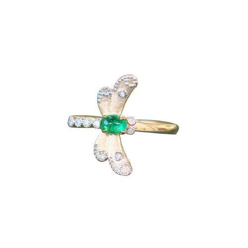 Emeralds Ring With Diamond