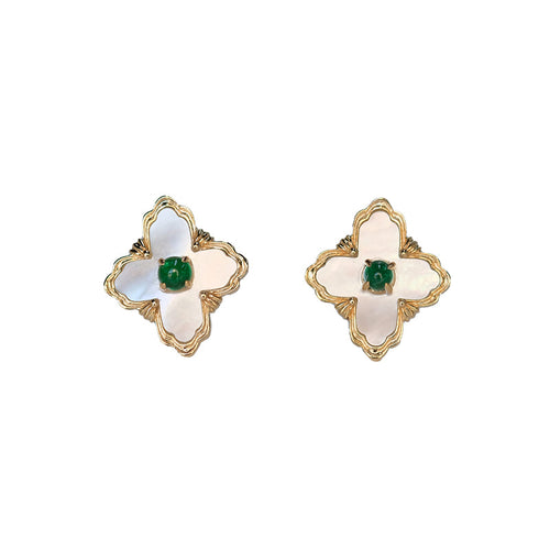 Emerald Earring With Mother of pearl