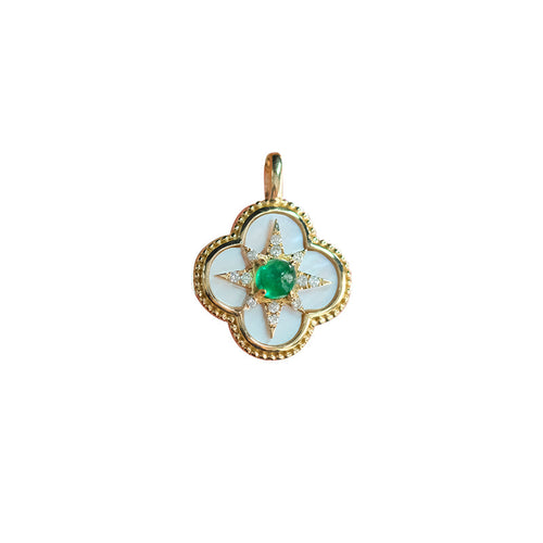 Emerald Pendant With Mother of pearl Diamond