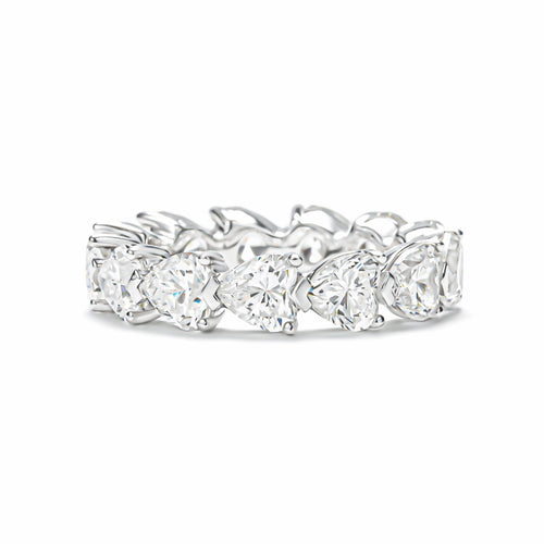 Heart moissanite eternity wedding band in silver