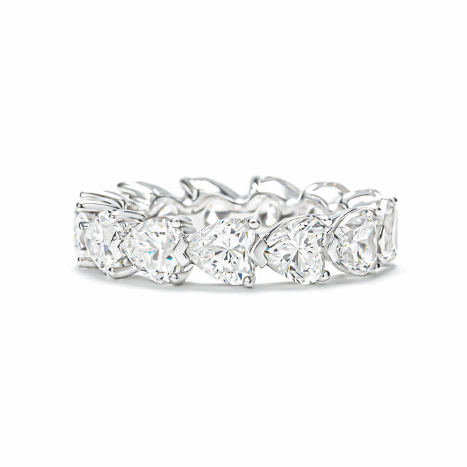 Heart moissanite eternity wedding band in silver