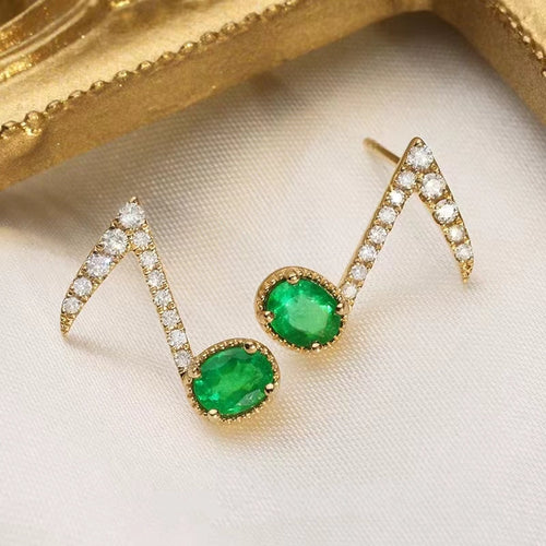 Diamond Pendant & Earring With Emeralds