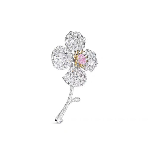 side view of front view of Pink zircon silver brooch 