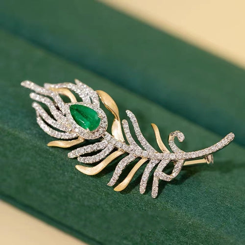 Diamond Brooch With Emerald