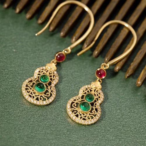 Emerald Earring With Diamond Ruby