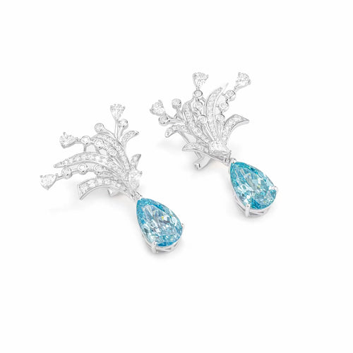 Ocean blue pear zircon earrings