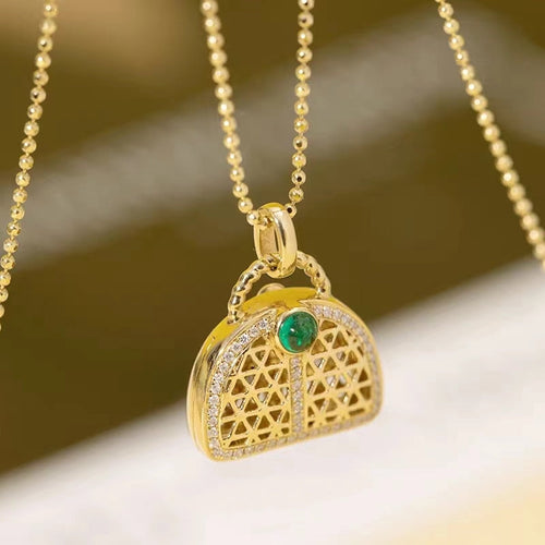 Diamond Pendant With Emeralds