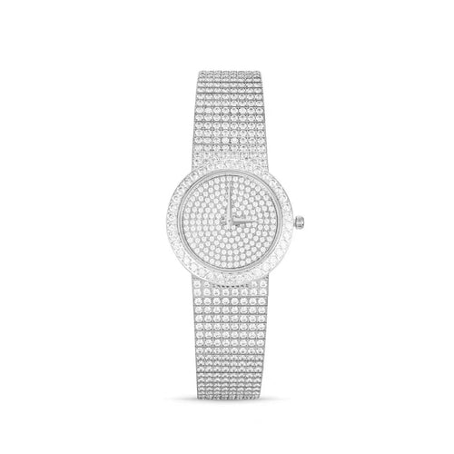 Wrist watch bracelet with zirconia in silver