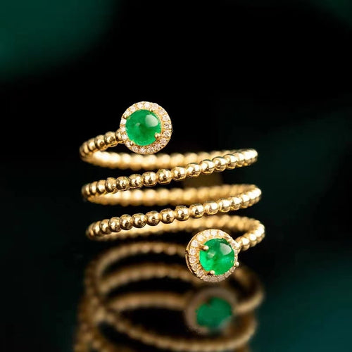 Emeralds Ring With Diamond