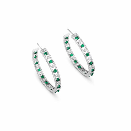 Green zircon alternating earrings