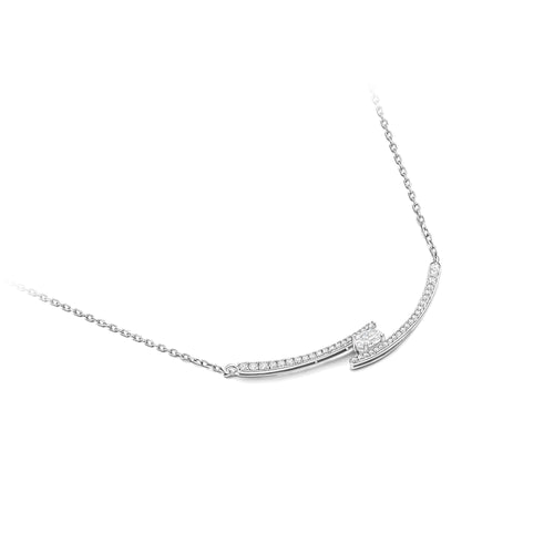 side view of Oval zircon necklace in silver