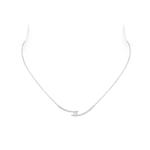 top view of Oval zircon necklace in silver