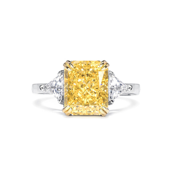 Three stone yellow zircon engagement ring 