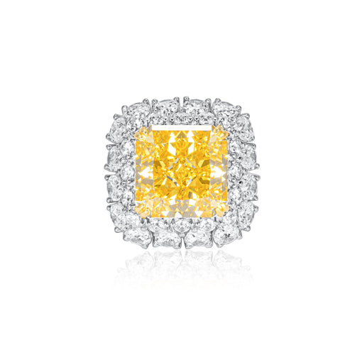 Radiant yellow zircon silver statement ring